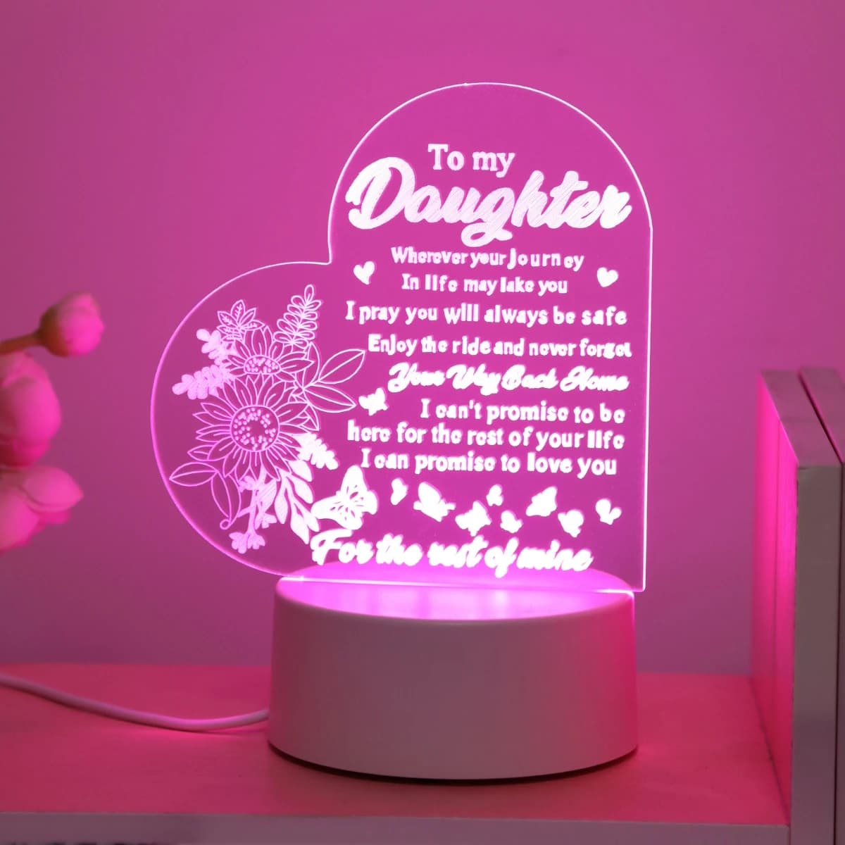 Un regalo speciale per mia figlia-una luce notturna perfetta per compleanni, natale, ringraziamento, laurea e matrimoni!