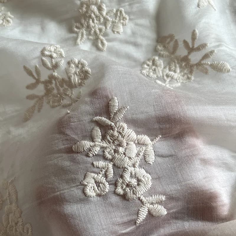 Tessuto di pizzo floreale ricamato morbido garza sottile W130cm, accessori per abiti da sposa, ricamo di pizzo in tessuto ricamato SC870