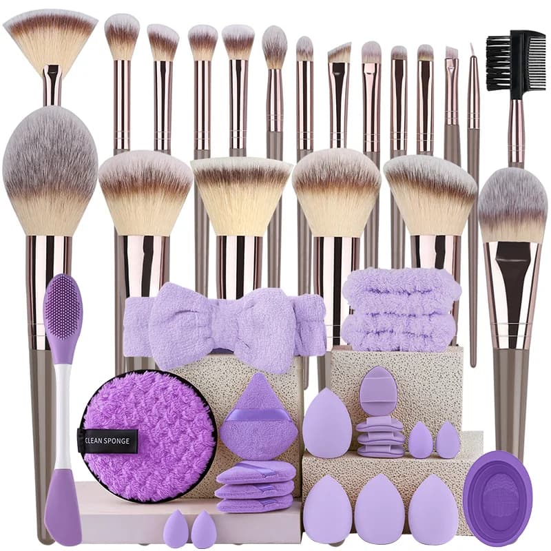 Set Professionale di Pennelli da Trucco, Kit di Pennelli Morbidi per Fondotinta, Cipria, Correttore, Blush, Ombretto e Strumenti Cosmetici per Sfumature