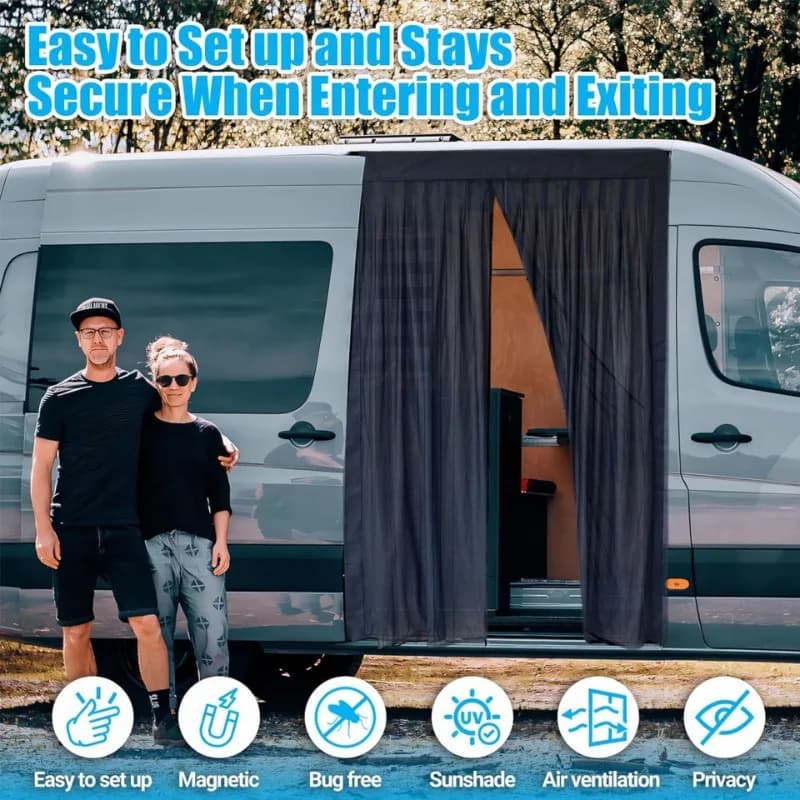 Tenda magnetica speciale per porta da campeggio per camper, resistente alle zanzare e agli insetti, protezione solare, blocco della luce, traspirante, chiusura automatica