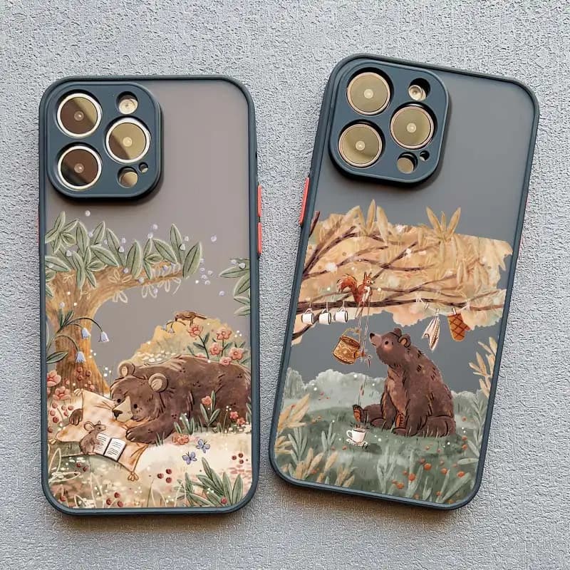 Cartoon Animal Leisure Time Phone Case For iPhone XR XS X 17 16 11 12 13 14 15 Pro Max Mini 16 15 14 Plus Shockproof Matte Cover
