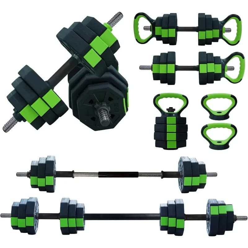4 in 1, 44-pounder weight set with iron handle such as kettlebell, barbell, push up support for home gym, octagonal