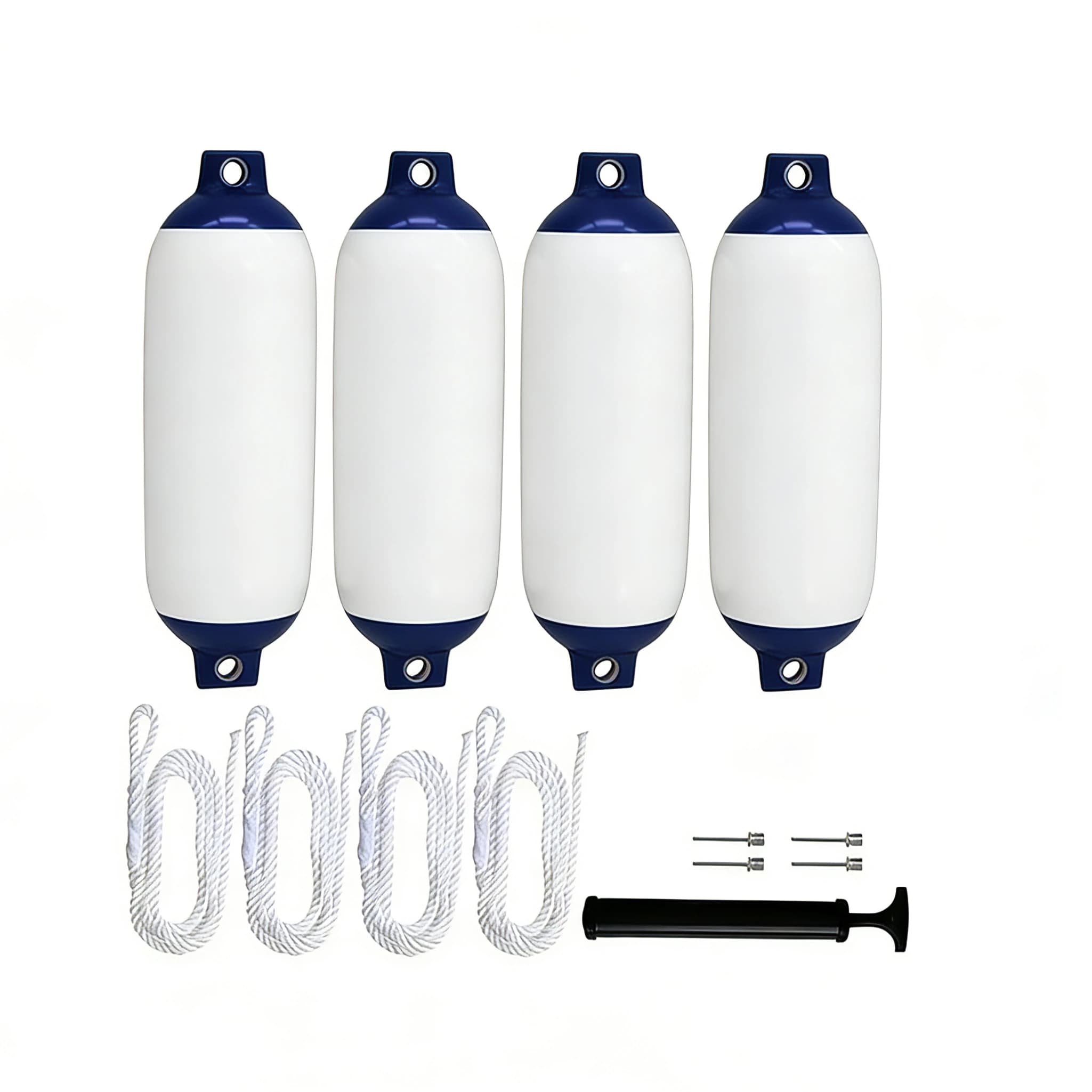 Set di 4 Parabordi Gonfiabili G0 per Barche, 4.5x16 Pollici, Mini Kit Paracolpi con Corde e Pompe per Kayak, Piccoli Yacht, Dinghy e Attracco