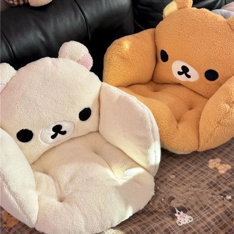 Cute Rilakkuma All-In-One Backrest Seat Cushion Soft Warm Plush Tatami Mat Seat Pad Chair Pad For Home Students Dorm Lazy Sofa