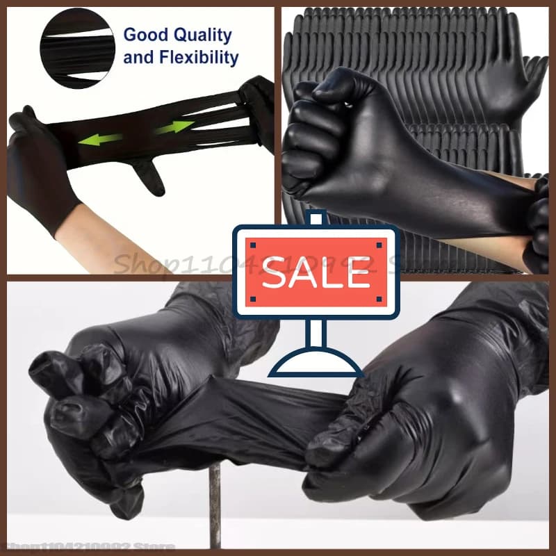 Guanti in Nitrile Monouso, Guanti Resistenti per Pulizie Domestiche, Adatti per Pulizia Cucina, Tatuaggi, Tintura Capelli