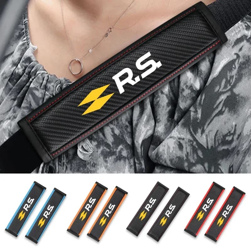 Adesivo per auto 2 pezzi in fibra di carbonio, copri cintura di sicurezza, cuscinetti per spalle per Renault RS Talisman Arkana Line Logan Twingo Sandero T