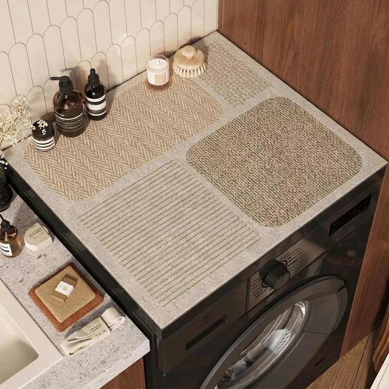 VIKAMA Wabi-Sabi Style Retro Washing Machine Cover Pad, Anti-Slip And Wear-Resistant Drum Washing Machine Dust Pad, Home Decor
