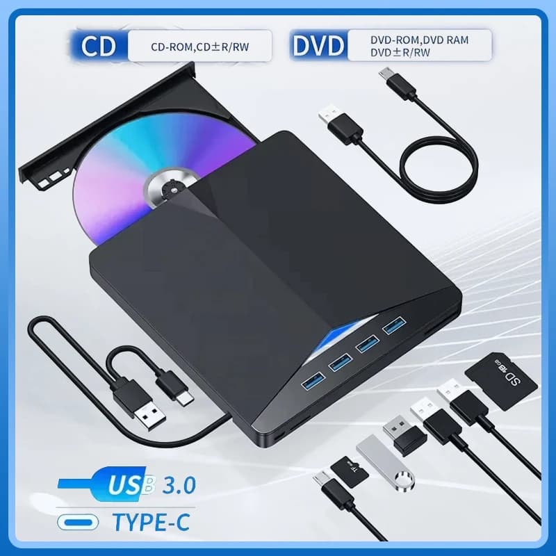 Unità ottica CD DVD RW USB 3.0 tipo C 7 in 1 Unità ottica TF SD Masterizzatore DVD Lettore Lettore Tipo di vassoio per PC portatile Desktop