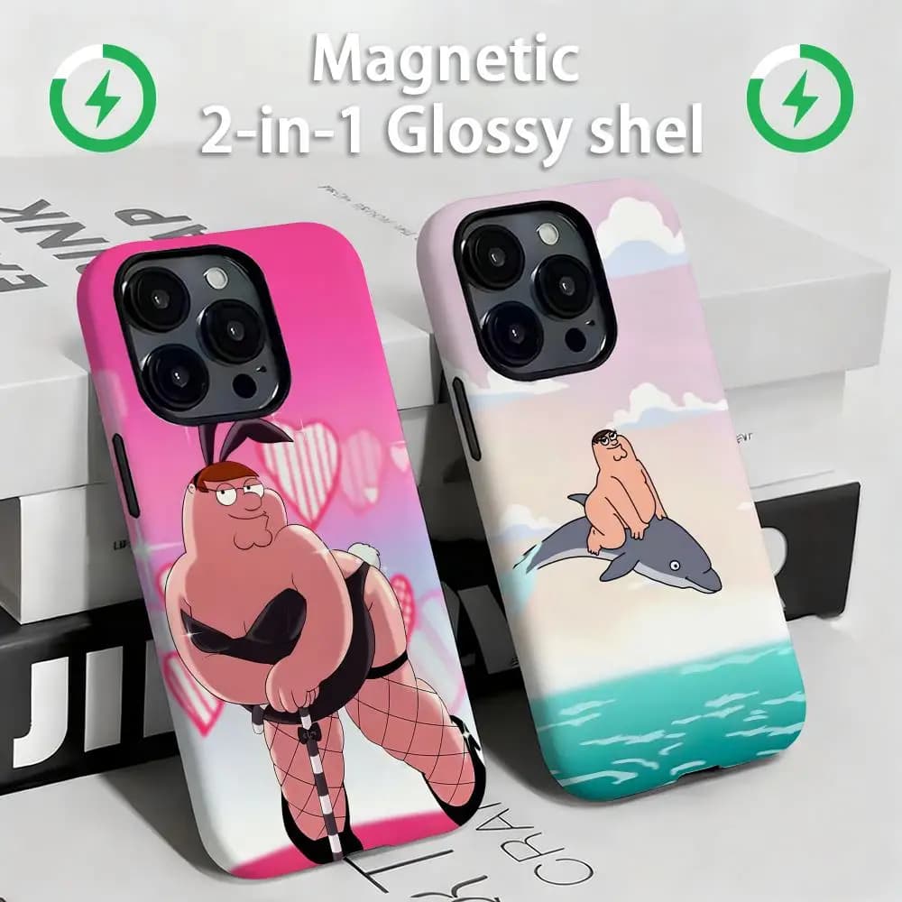 Family Guy Peter Griffin Phone Case Magnetic 2-in-1 Glossy shell For iPhone17 16e 16 15 14 13 12 11Pro Max Plus