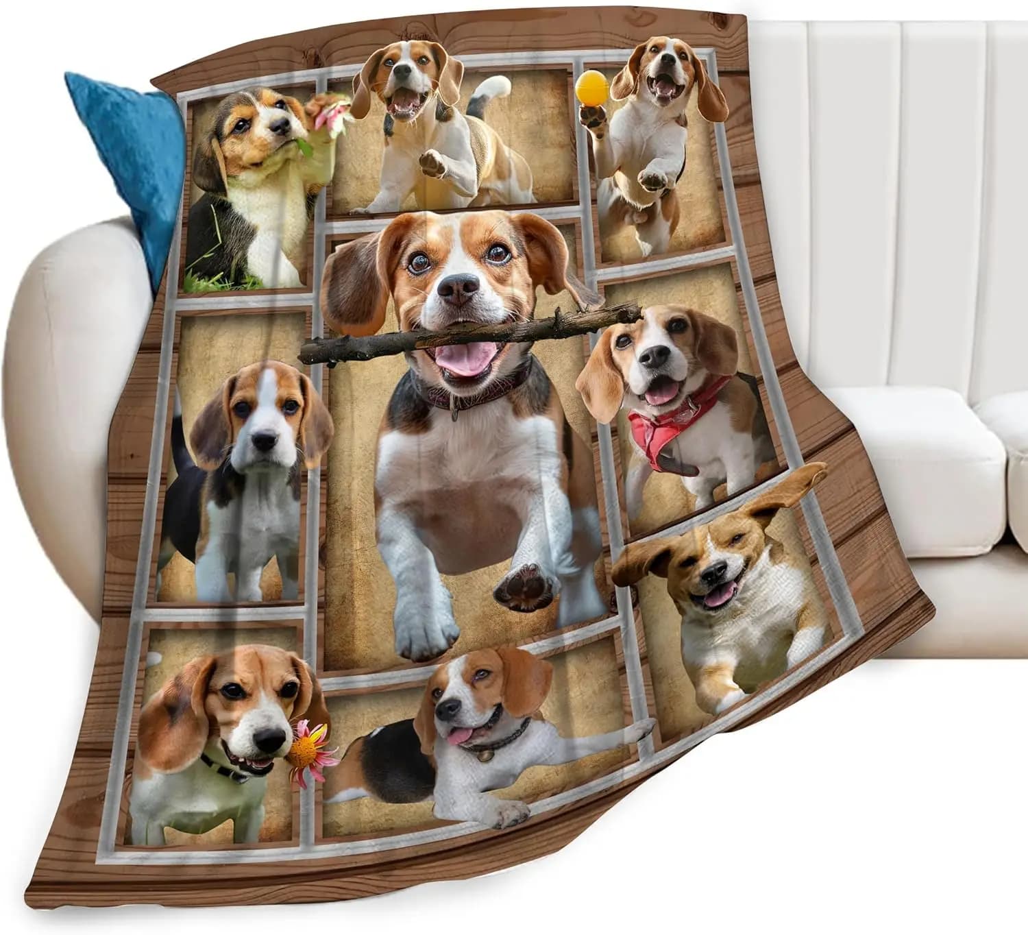 Beagle Throw Blanket Cute Dog Portrait Art Unique Gift Home Bedroom Living Room Decorative Accessory