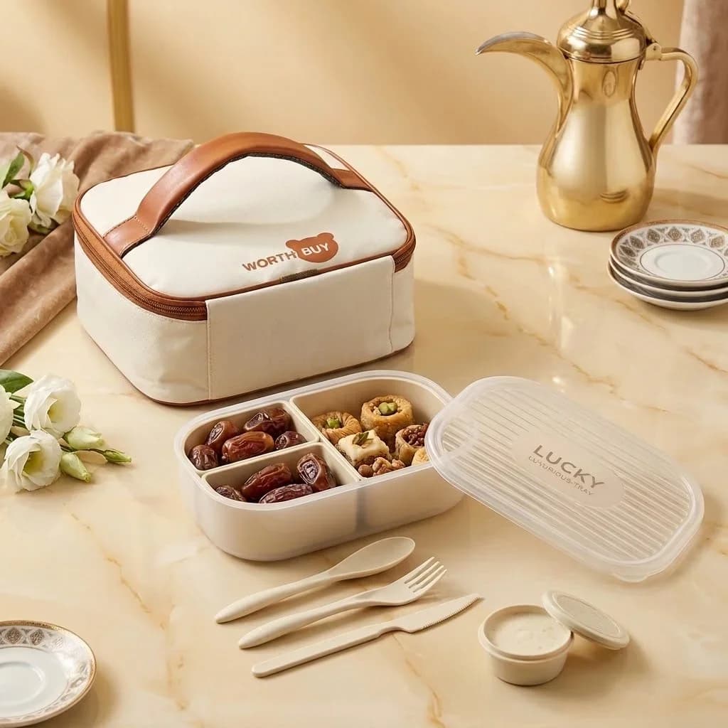 3 Compartment Plastic Bento Lunch Box Microwavable Meal Prep Food Storage Container Detachable Kids School Adult Snack Box