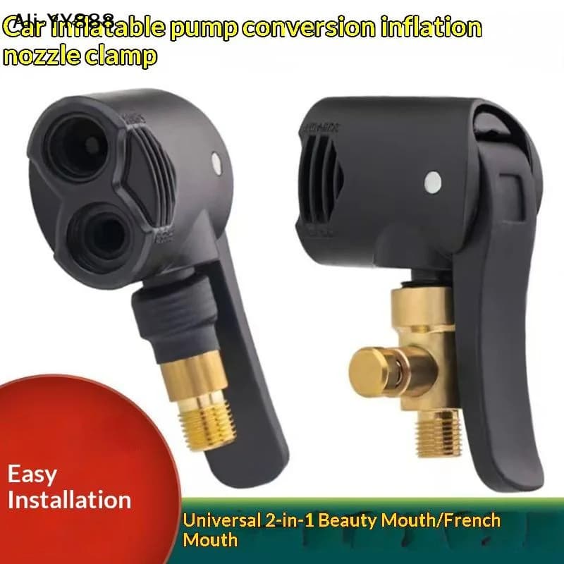 【A】2 In 1 Bicycle Pump Nozzle Adapter Metal Air Chuck Valve Connector For Car Motorcycle Bike Efficient Inflation