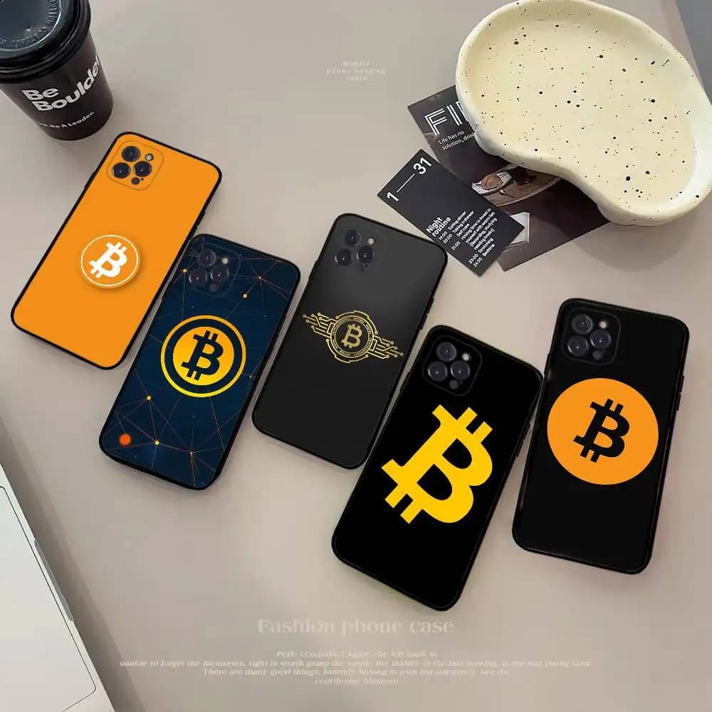 Custodia per telefono Bitcoin di lusso per IPhone 16 15 8 7 6 6S Plus X SE XR XS 14 11 12 13 Mini Pro Max Custodia per cellulare