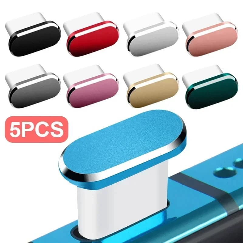 1/5PCS Type C Metal Dust Cap for Samsung Xiaomi Huawei Universal Type-C Charging Door Anti-dust Protection Anti-dust Dust