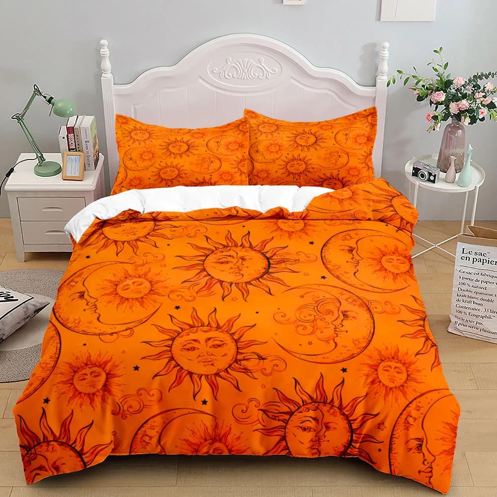 Set piumino Vintage celeste Sun Moon King Queen Double Full Twin Set biancheria da letto singola