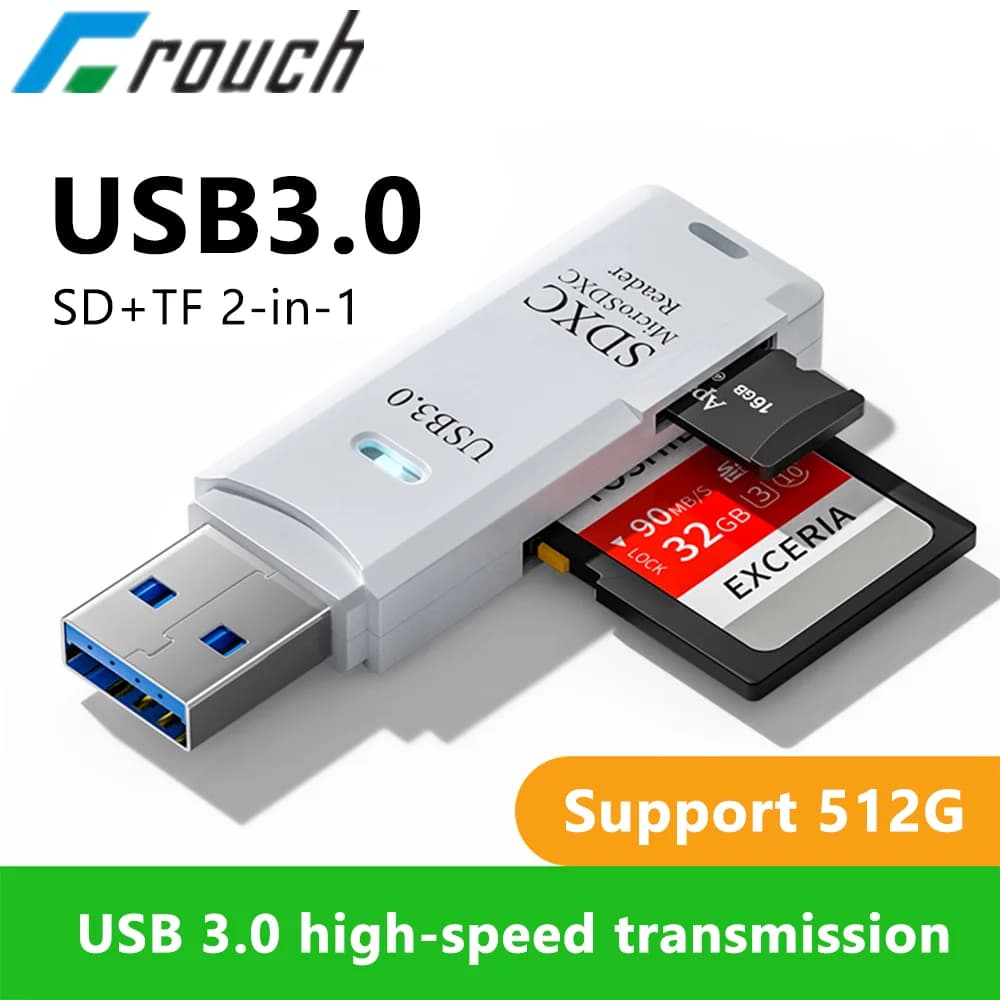 Lettore di schede Crouch adattatore per scheda di memoria da USB 3.0 a Micro SD TF per accessori per Laptop per PC lettore di schede SD Smart Cardreader da 512G