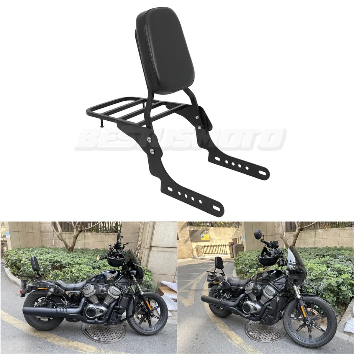 Motorcycle Passenger Backrest Sissy Bar Luggage Rack For Harley Nightster 975 RH975 RH 975 Special 2022 2023 2024 2025 2026