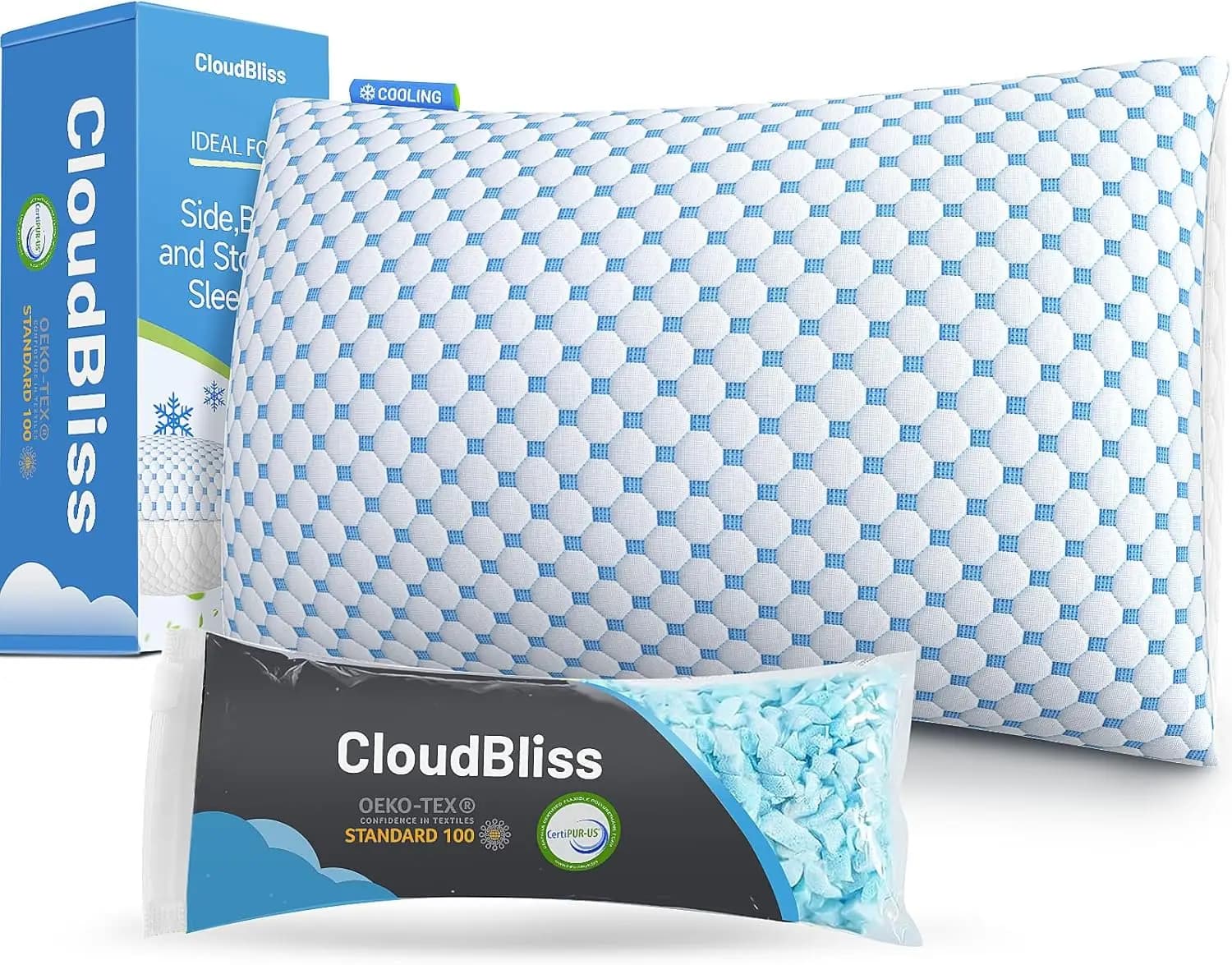 Memory Foam Ball Bearing Adjustable Refreshing - Queen Size for Sleepers on a Fianco/Dosso/Stomaco with Washable Lining