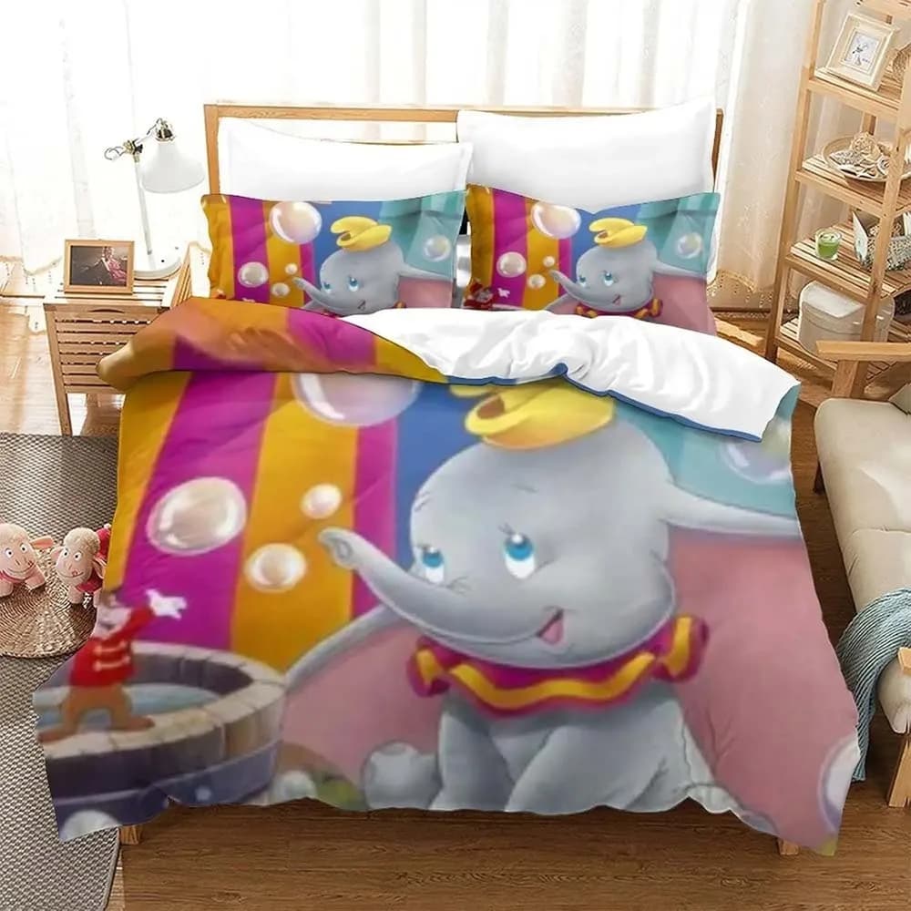 Set Copripiumino e Federe Dumbo, Set Biancheria da Letto Dumbo, Decorazione Camera da Letto per Adulti, Ragazzi e Ragazze, Regalo di Compleanno, Misura Singola, Doppia, Grande