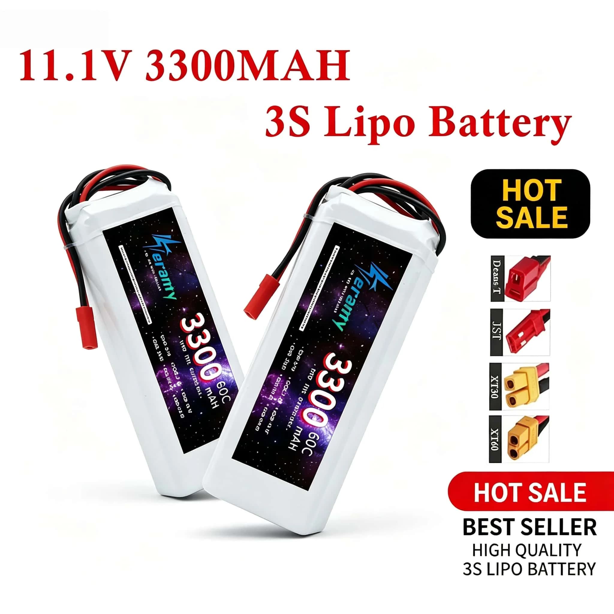 Batteria LiPo 11.1V 3S 1500mAh 1800mAh 2200mAh 2600mAh 3000mAh 3300mAh con Connettori Deans T XT60 per Droni FPV da Corsa, Auto RC, Elicotteri