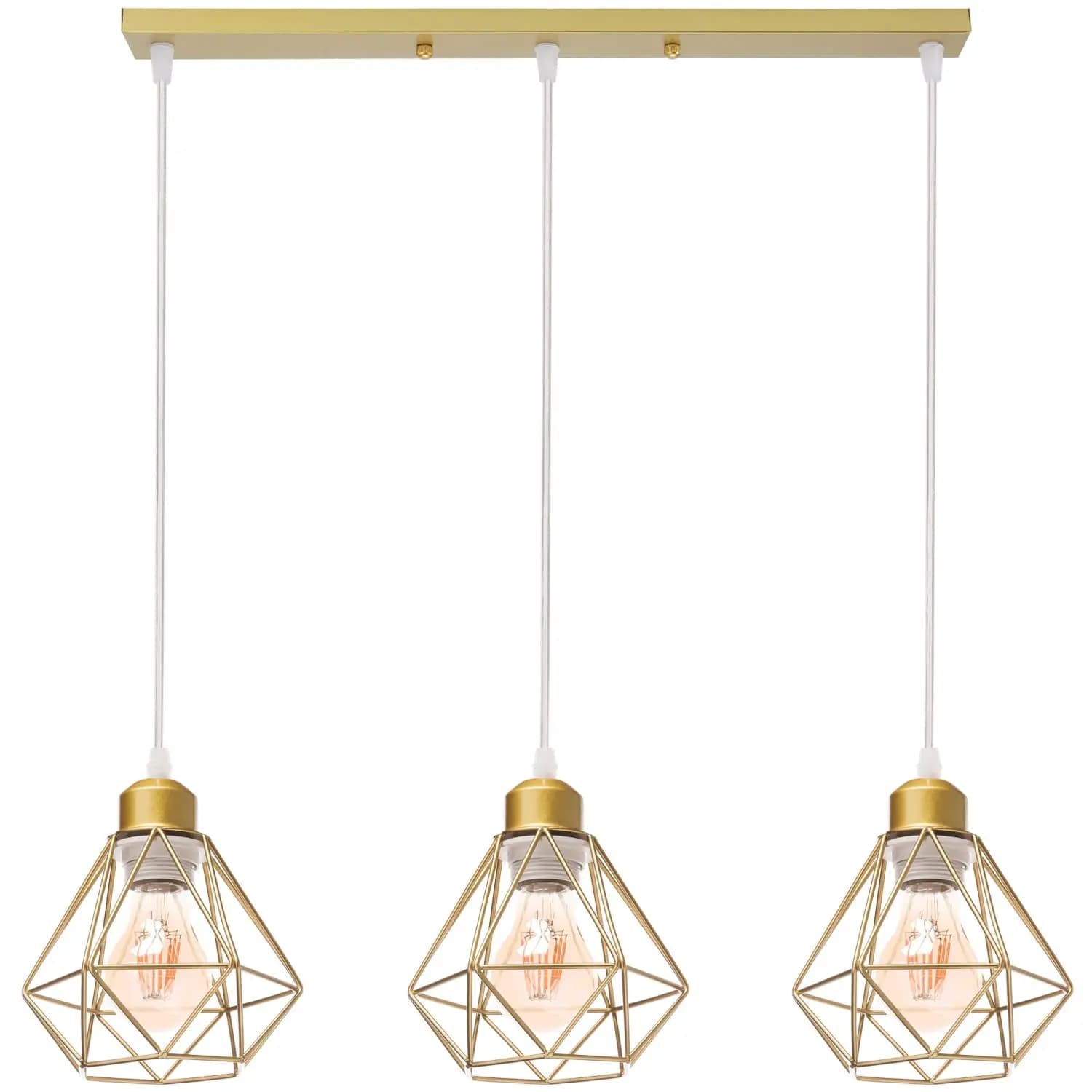 Lampada a sospensione Sala da pranzo Lampada a sospensione a gabbia per uccelli Lampada a sospensione a soffitto 3 teste Lampada a sospensione geometrica Cavo Lampadario da cucina Casa