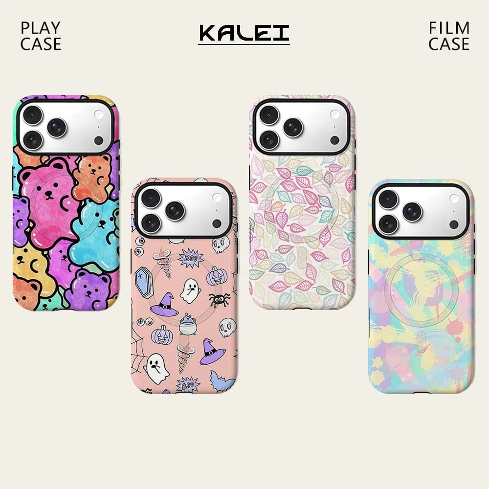 Pastel Gummy Bear Phone Case For Magnetic for iPhone 17 16 15 14 13 12 11 Pro Max Plus Double-layer Anti-Drop Back Cover