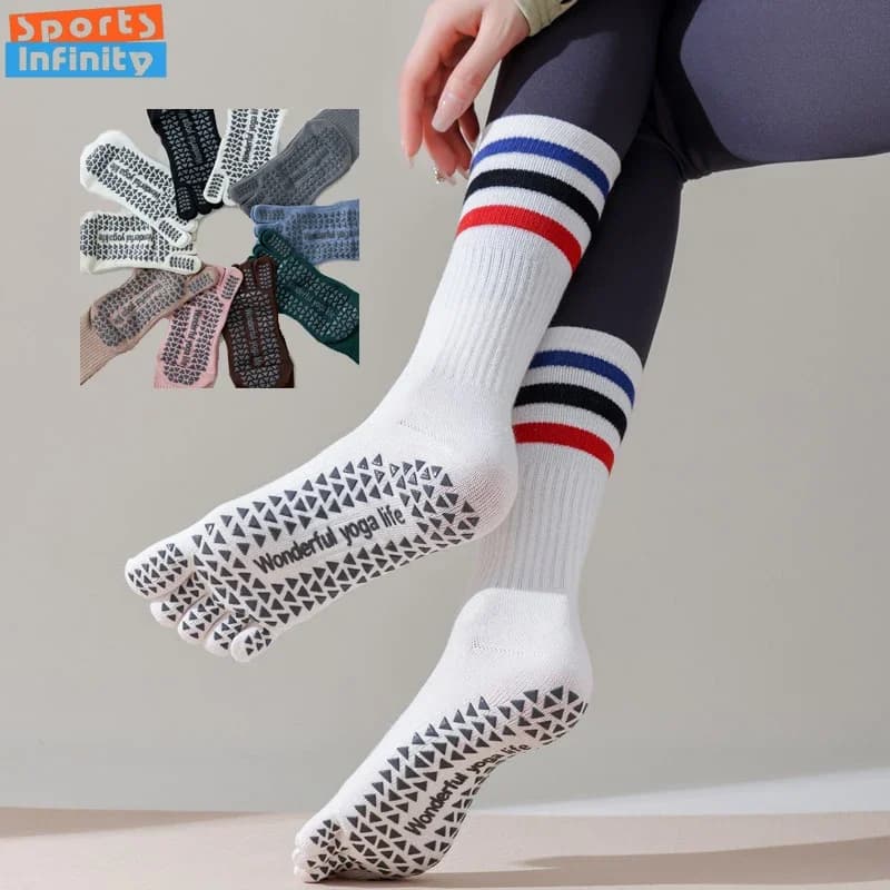 Yoga socks with spike divided into five fingers socks from professional Pilates for women sports socks from Fitness mid-slip cotton