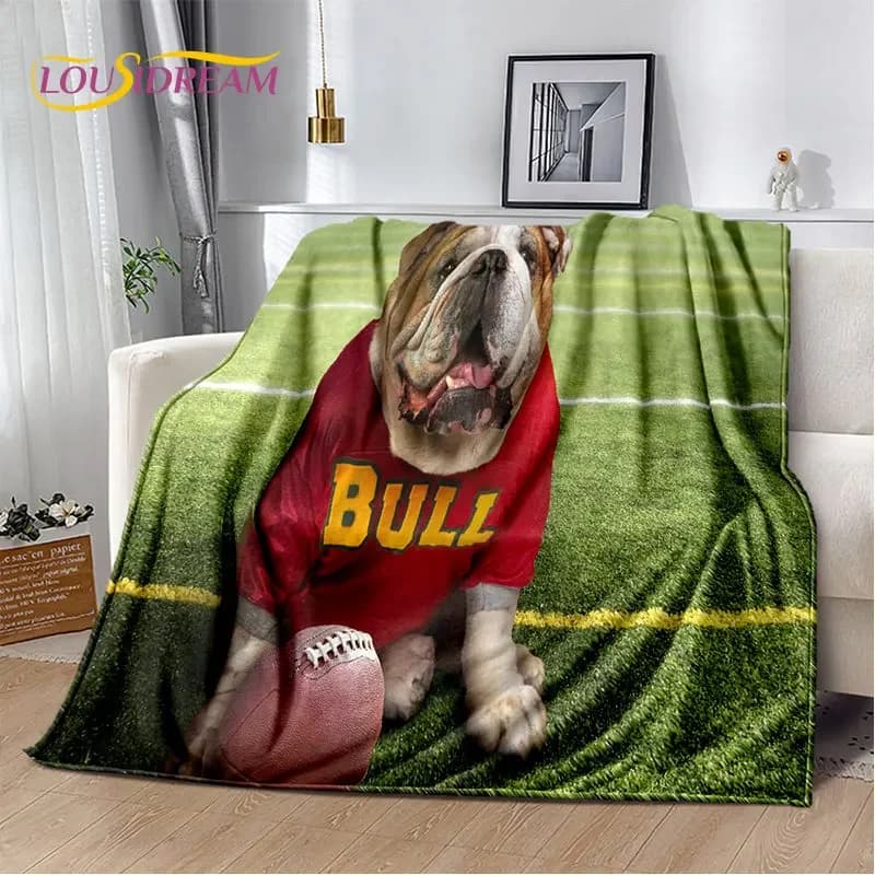 Coperta in Peluche Morbido a Tema Cane Pitbull Francese Cartone Animato, Coperta in Flanella per Soggiorno, Camera da Letto, Divano, Coperta da Picnic