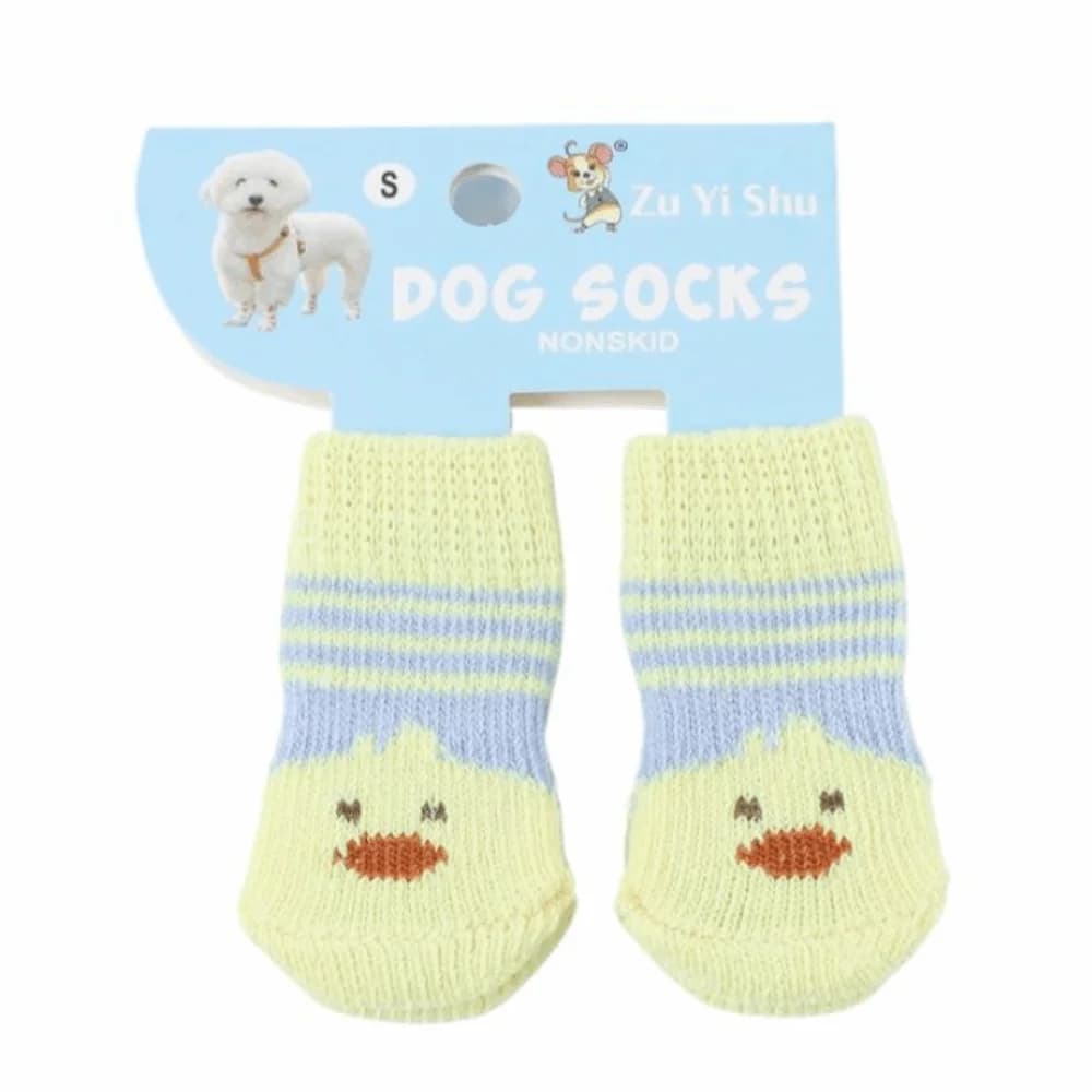 A Pair New Warm Pet Socks Non-Slip Cotton Dog Booties Comfortable Teddy Dog Socks Indoor Use