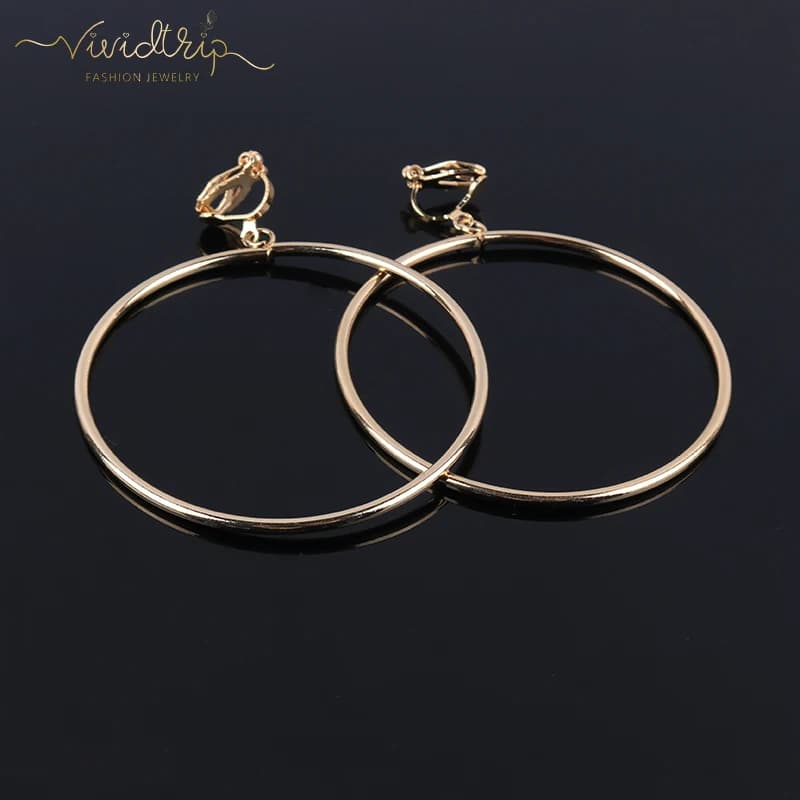 Orecchini a Clip Geometrici Classici Rotondi Senza Foro, Clip in Metallo Semplice e Grande per Donne, Gioielli Minimalisti da Festa