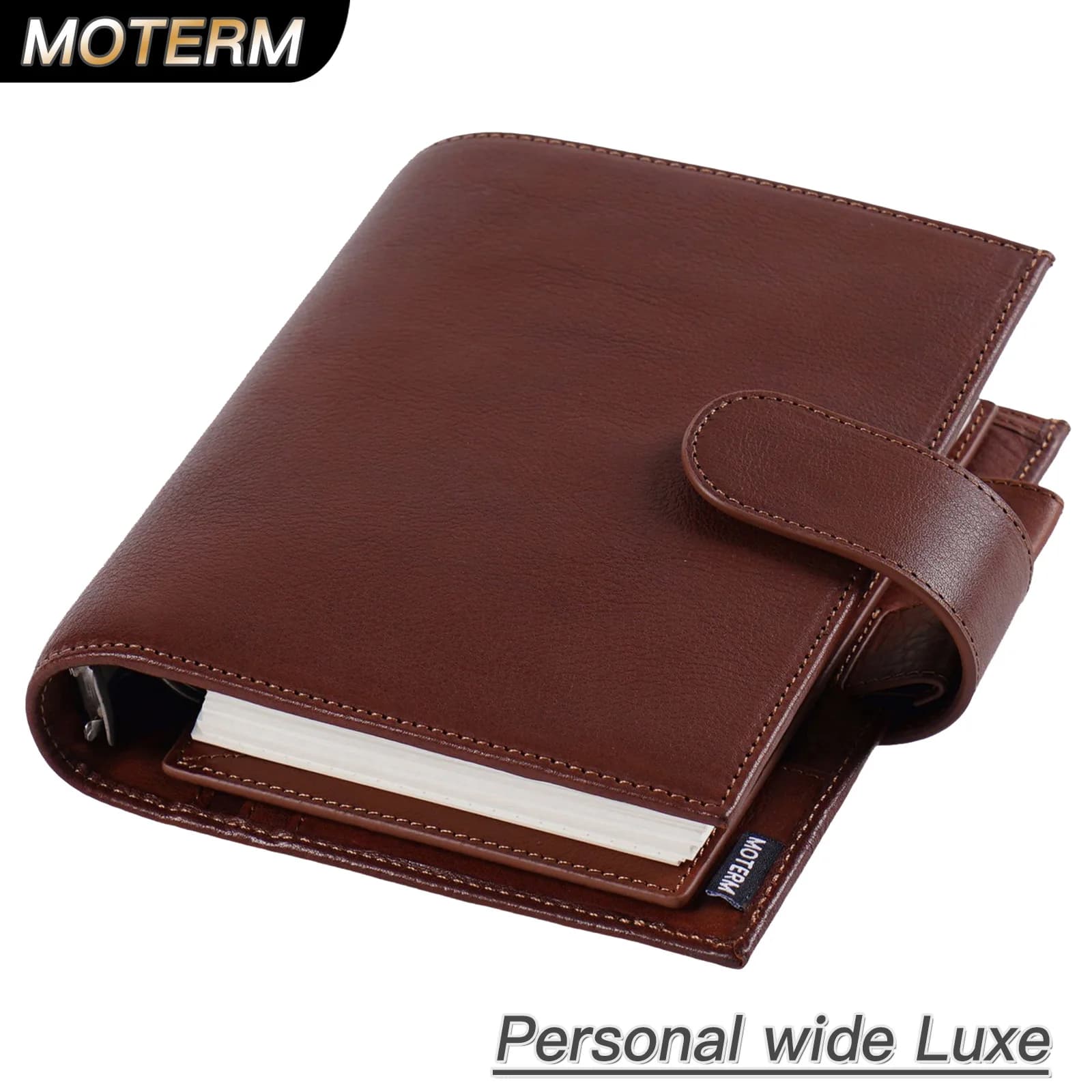 Moterm Pelle conciata al vegetale a pieno fiore Personale di grandi dimensioni Luxe 2.0 Anelli Planner Notebook Agenda Organizzatore Diario Diario