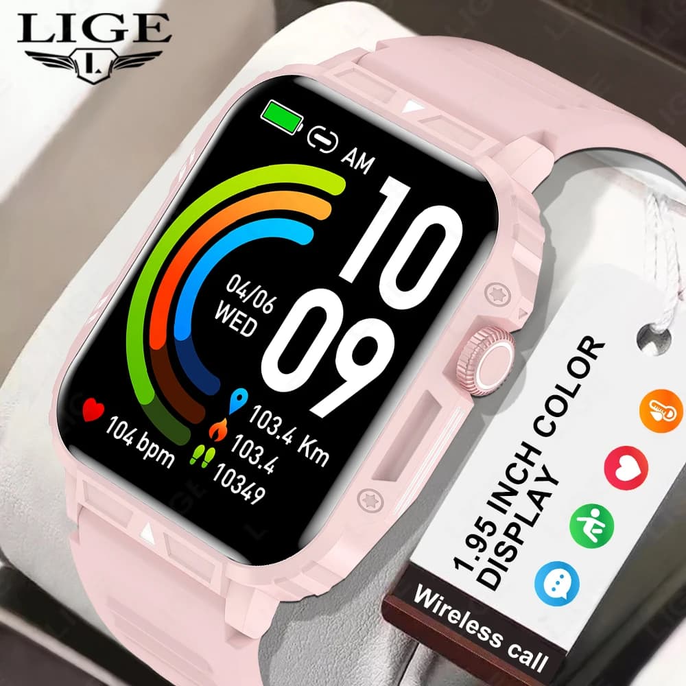 Smartwatch LIGE con schermo da 1,95 pollici, monitoraggio della salute, impermeabile IP68, orologio sportivo e fitness per uomo e donna, Reloj Hombre