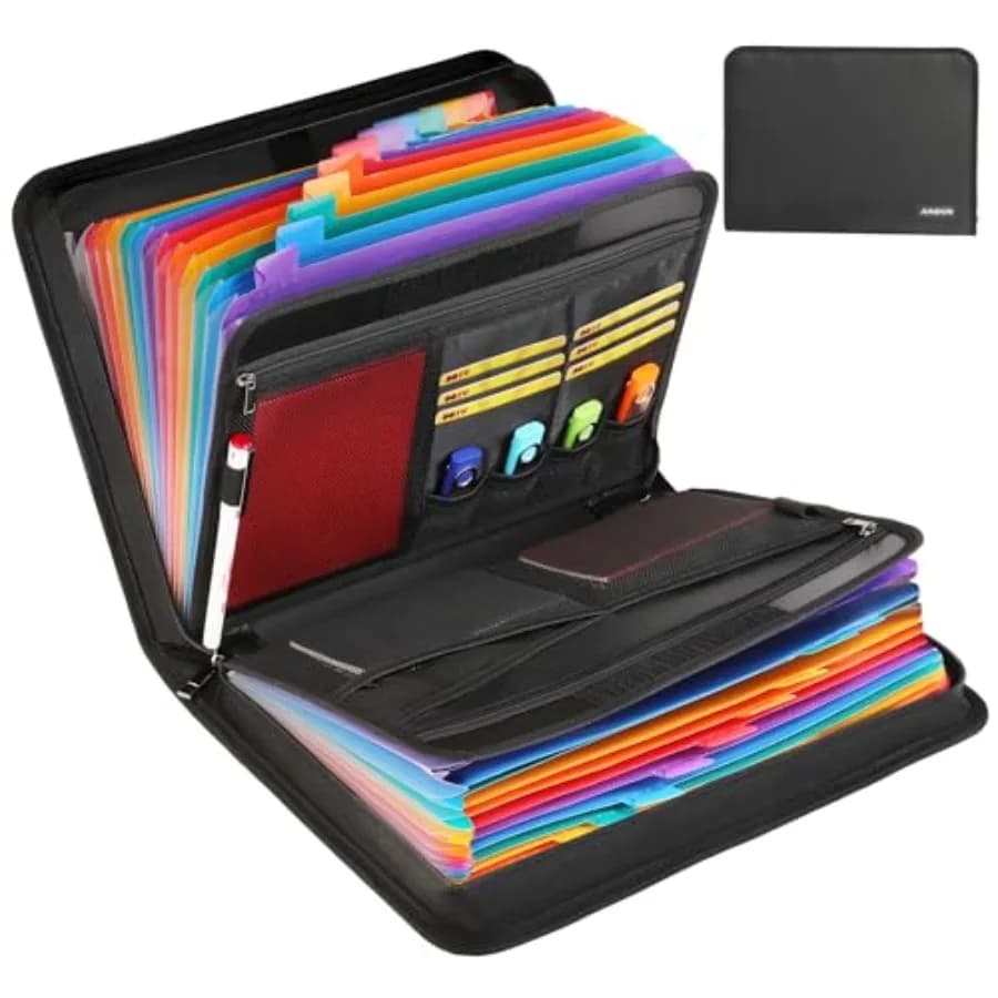 Organizzatore di Documenti a 24 Tasche - Portadocumenti Ignifugo con Multi-Scomparti - Cartella Espandibile Portatile con Cerniera