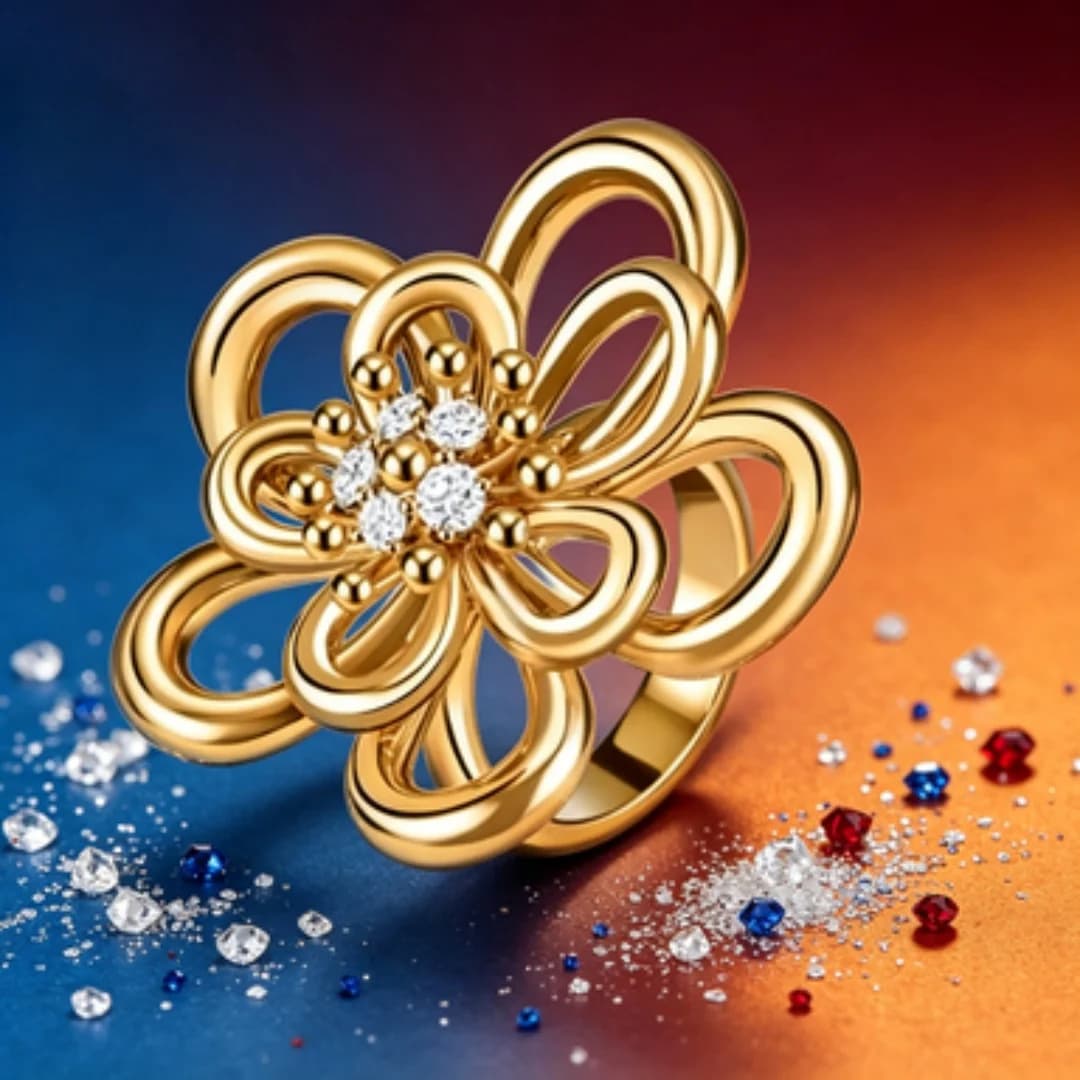 Accessori per banchetti molto richiesti, scintillanti con anelli a forma di fiore con diamanti