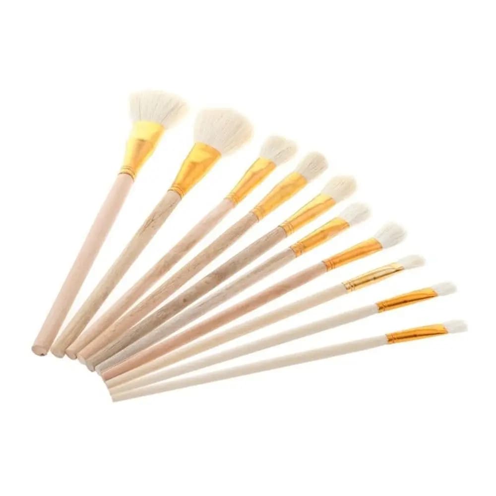High Quality Round Wool Artist 10pcs Wooden Watercolor Painting Acrylic Paint Brushes Oil Painting