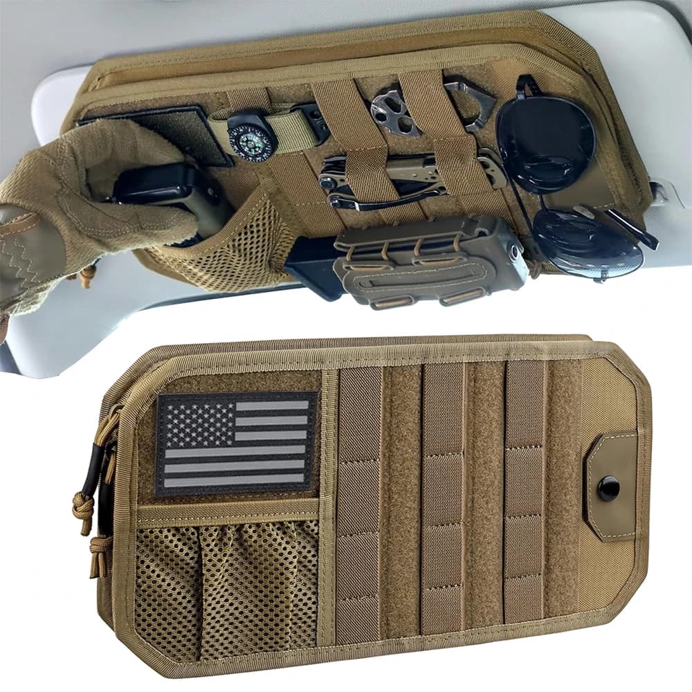 Organizer per visiera parasole per auto Molle Pannello automatico per auto universale Custodia per attrezzi EDC per accessori per auto Borsa per attrezzi da caccia Molle