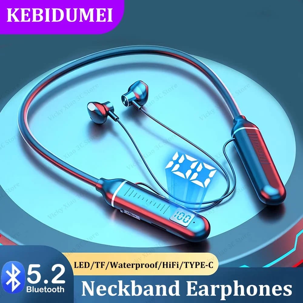 Bluetooth 5.2 Wireless Headphones TF Card Play Stereo Headphones HiFi Waterproof LED Headphones Long Standby Time