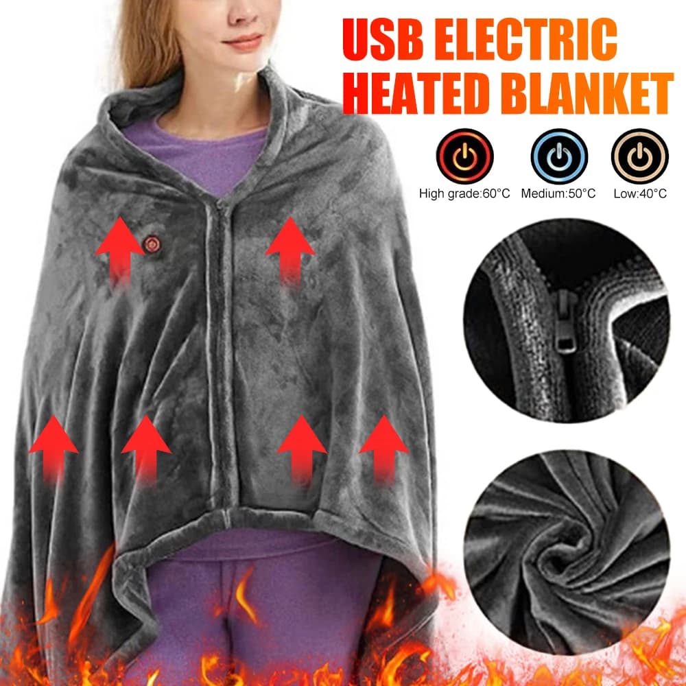 Electric Heating Blanket Velvet Winter Wearable Heated Blanket USB Heated Blanket Shawl Winter Warm Shawl For Outdoor Home Offic
