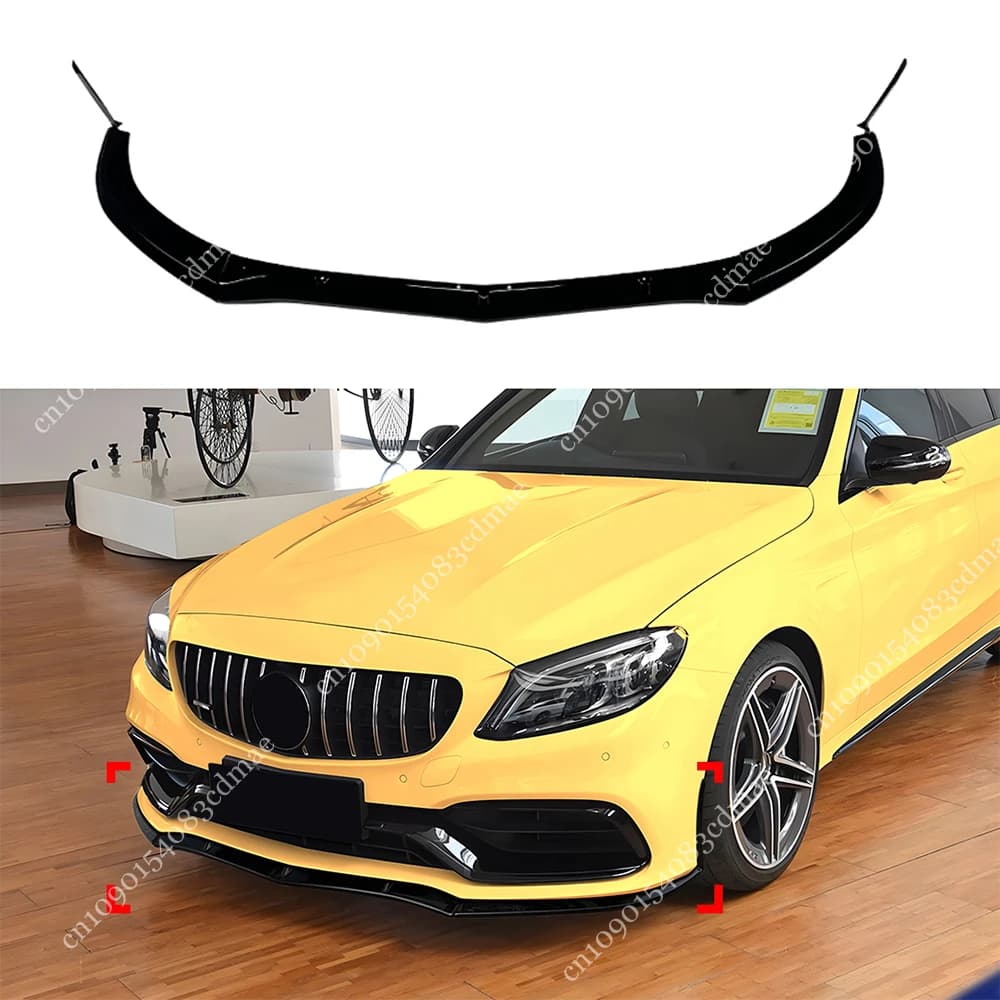 Per Mercedes-Benz Classe C 4 Porte W205 S205 C63 C63s AMG 2015-2022 Paraurti Anteriore Splitter Lip Diffusore Spoiler Gloss Nero Body Kit