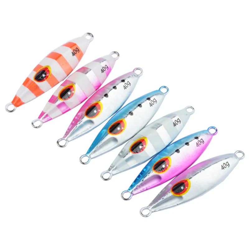 Grandi Jig da Pesca in Metallo per Acqua Salata, Pesi 40g 60g 80g, per Jigging e Lancio da Riva, Isca Artificial per Spigola con Glitter