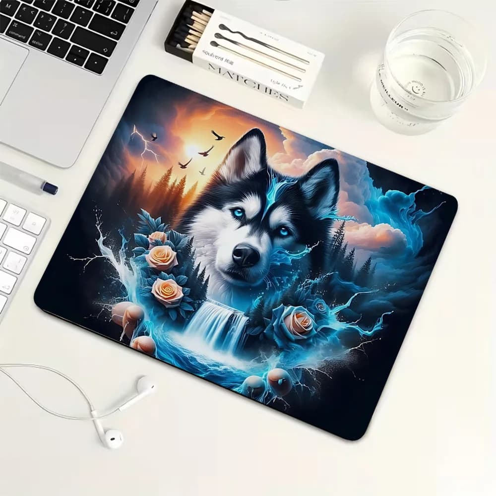 Tappetino per mouse Husky Animal Small Mouse Pad in gomma, tappetino per tastiera meccanica, accessori per giochi per PC, tappetino per scrivania del computer