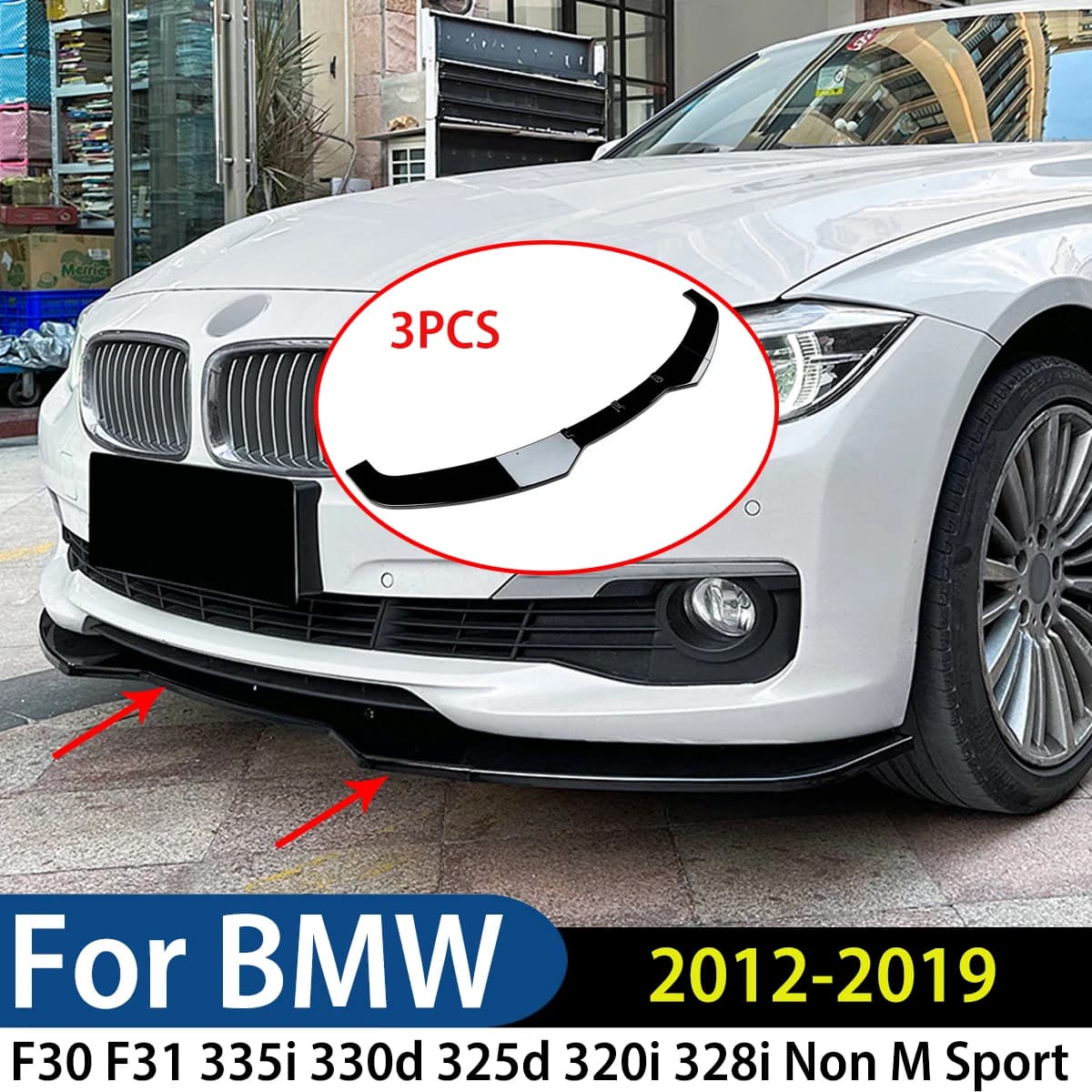 For BMW F30 F31 335i 330d 325d 320i 328i Non M Sport 2012-2019 Front Bumper Lip Spoiler Splitter Diffuser Modification Exterior