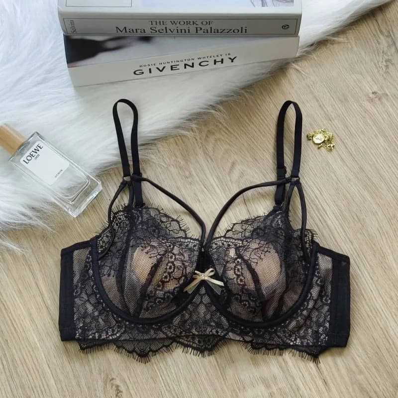 Completo Intimo Sexy in Pizzo Francese per Donne con Seno Grande, Modellante e Sottile, con Coppe Sottili, Supporto per il Petto Rimovibile, Reggiseno Morbido con Ferretto, Taglie M-XXL, Offerta Speciale