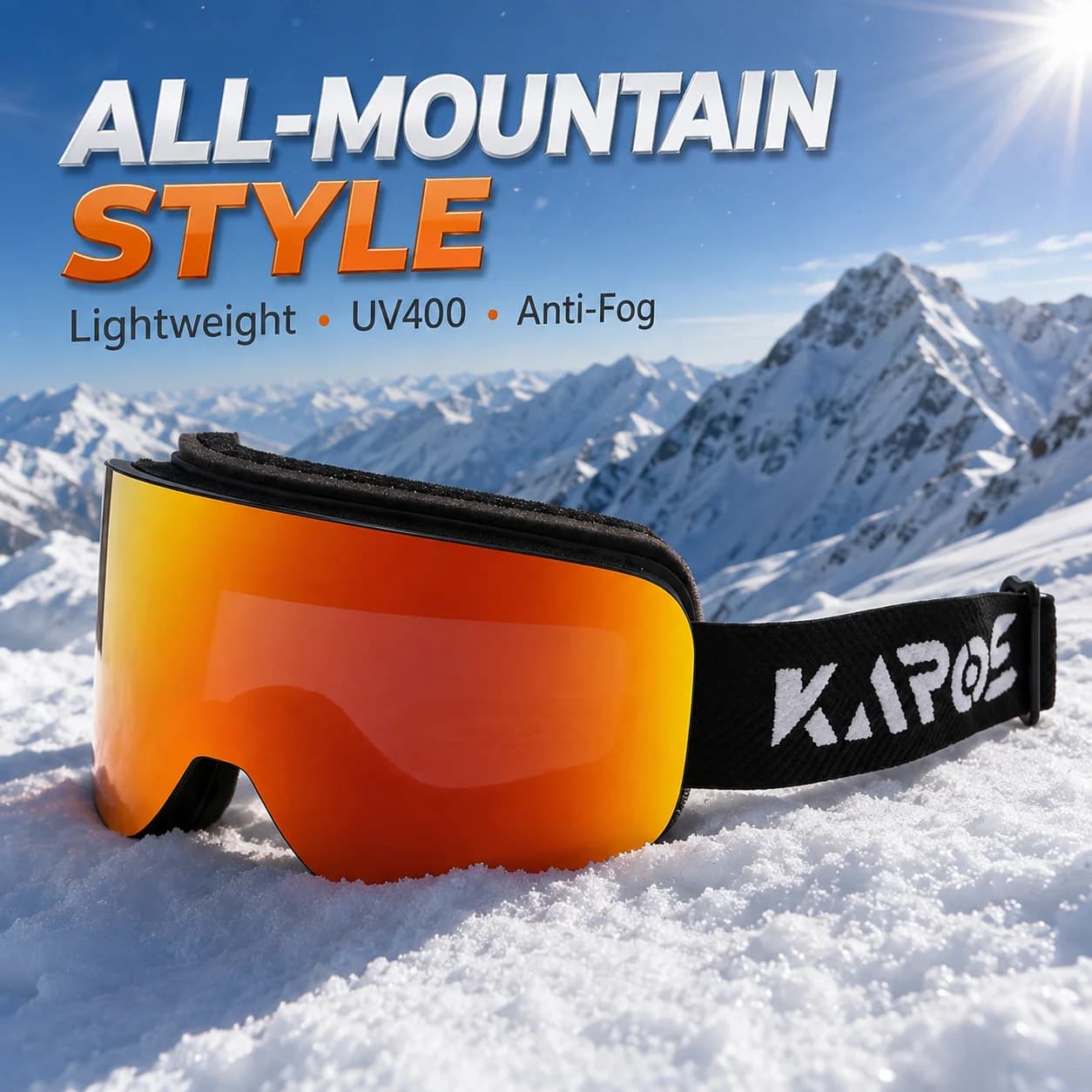 KAROS UV400 Ski Goggles Double Layer Anti-Fog Snowboard Unisex Glasses Wide View Lightweight for Skiing Snowmobile Winter Sports