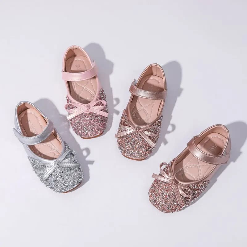 Autumn Kids Low-Cut Princess Shoes Children Glitter Crystal Performance Shoes Girls Soft Mary Jane Shoes Buckle Casual Loafers