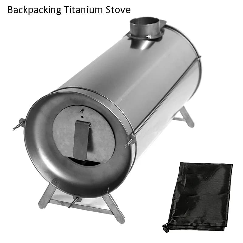 DANCHEL Camping Stove in Titanium Alloy, Ultralight and Portable, with Stackable Fireplace Pipe