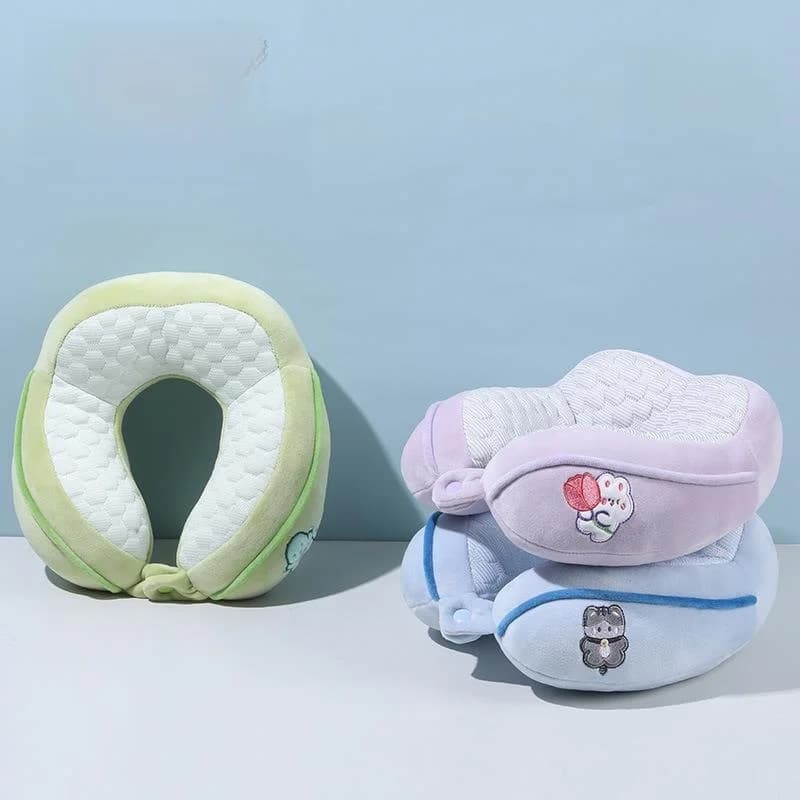Cuscino da Viaggio a Forma di U per Bambini, Supporto per il Collo, Cuscino per il Riposo in Ufficio, Protezione del Collo in Cotone PP, Portatile con Disegni Cartoon