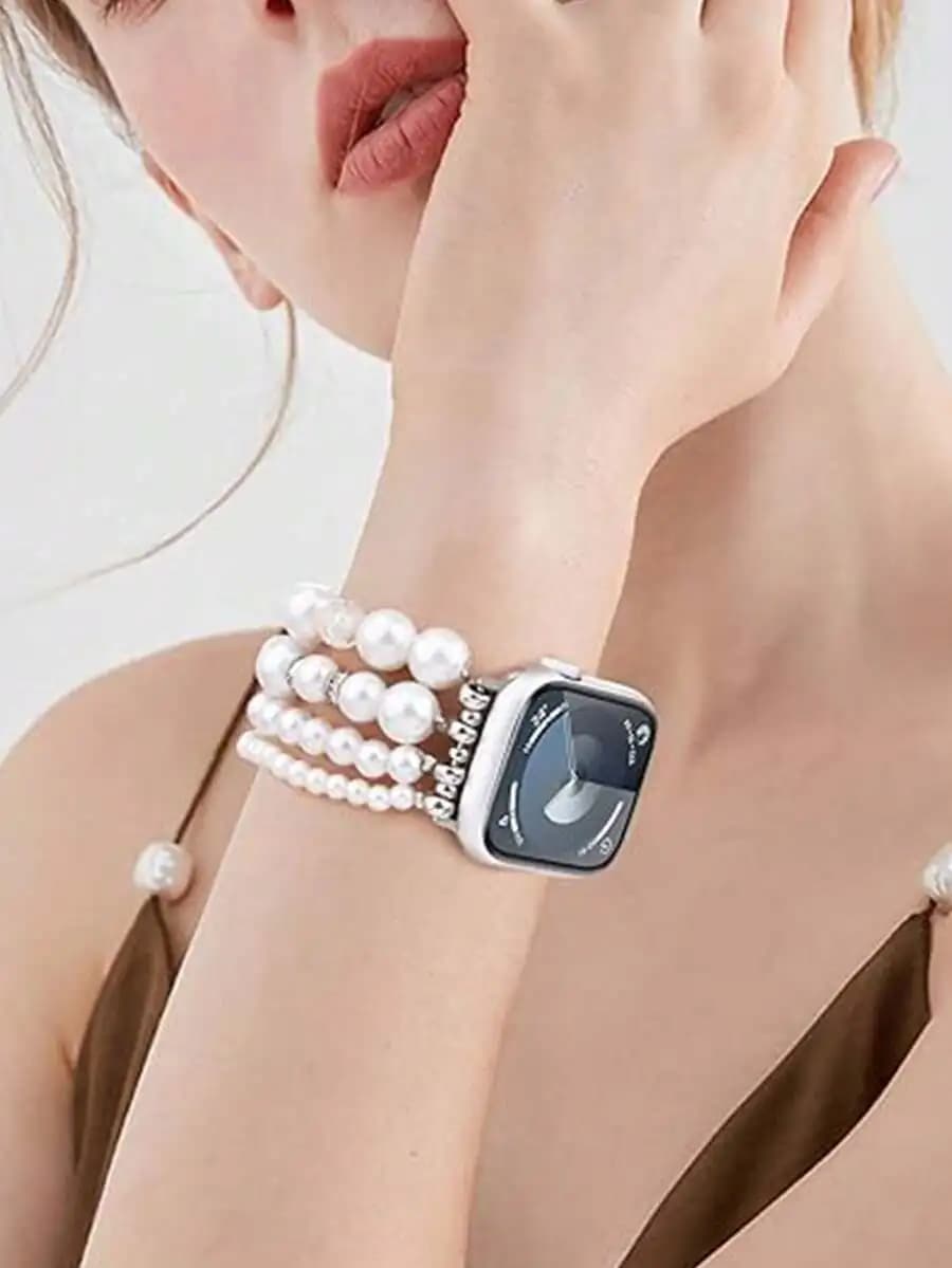 1pc Baroque Faux Pearl Band, Compatible With Apple Watch Ultra 2, Series 1, SE, S9, 8, 7, 6, 5, 4, 3, 2, 1, Highly Water &