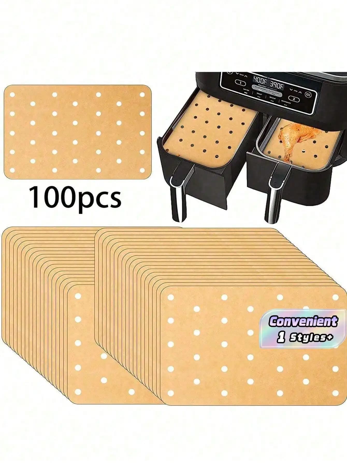 100 Pezzi Carta da Forno Assorbente per Friggitrice ad Aria con Fori, Tappetino Antiaderente in Silicone per Friggitrice ad Aria, Rivestimenti per Friggitrice ad Aria, Carta per Friggitrice ad Aria, Accessori e Utensili da Cucina
