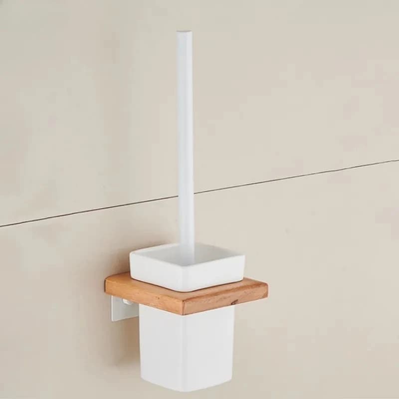 Porta scopino in legno massello Porta scopino quadrato Porta scopino a parete Portaoggetti Accessori per il bagno Strumenti per la pulizia